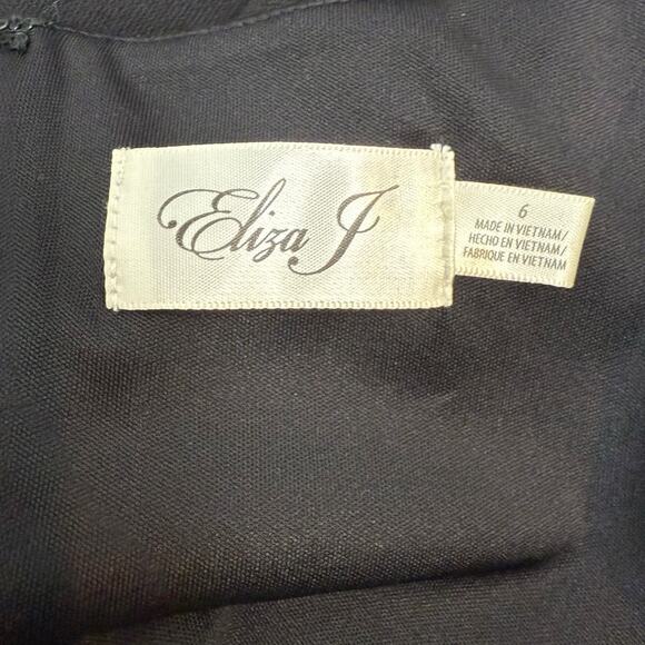 Eliza J Dress Womens 6 Black White Bell Sleeve Ruffled Mini Feminine Romantic - Picture 11 of 14